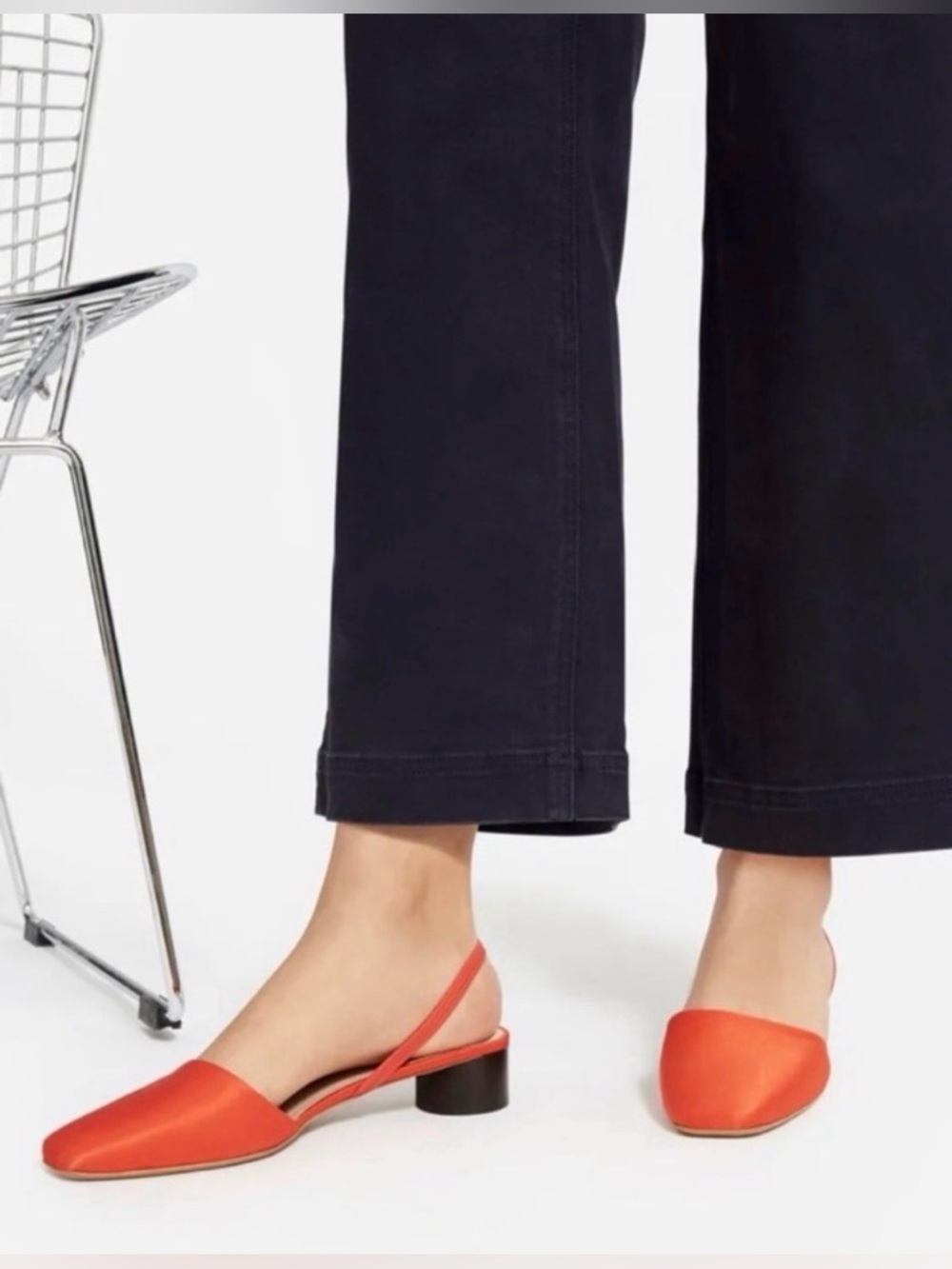Everlane the tapered square toe slingback heel in Red 7.5